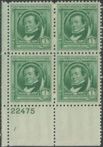 Plate Block of 4 stamps - Scott 859 - 1 cent - Washington Irving - 1940 - MNH - Picture 1 of 1