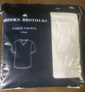 New Brooks Brothers Men's V-Neck T-Shirts in White 3 Pack Size XXL $49.50 - Picture 1 of 21