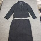 Jones New York Suit Skirt Set Women 16 Black Jacket Long Sleeve Office Ladies A1