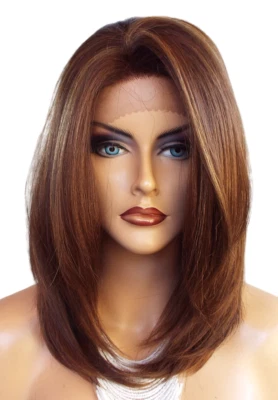 Lace Front Wig HAND TIED HEAT FRIENDLY CLR P4.27.30  SOFT STRAIGHT LAYERS  1131 - Image 1 of 4