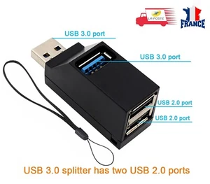 Adaptateur USB HUB 3 Ports multiprise 1x3.0 + 2x 2.0 Haute Vitesse 5GB/s - Photo 1/4