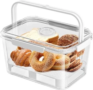 Bread Box Airtight for Kitchen Bagel 2 pcs Storage Container Toast with Lid - Picture 1 of 8