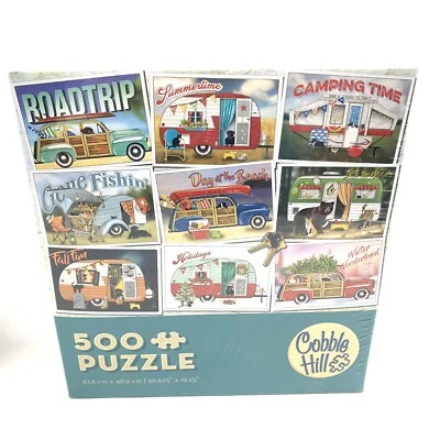 Cobble Hill Hitting the Road 500 Piece Puzzle Vintage Campers Seasons New Sealed - Image 1 of 4