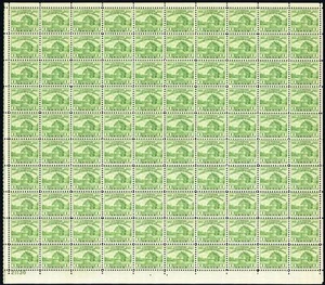 1933 Restoration of Fort Dearborn Sheet of 100 - 1 Cent Postage Stamps Scott 728 - Picture 1 of 1