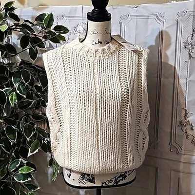Zara Wool Blend Cable Knit Sleeveless Top Small - Image 1 of 4