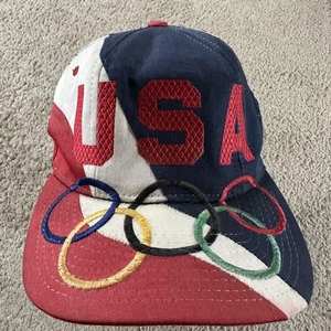 Vintage Team USA Hat Cap Snap Back Mens Red White Blue Olympics Starter 90s - Picture 1 of 14