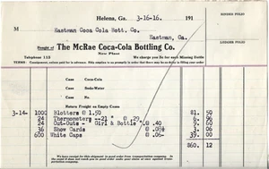 THE McRAE COCA-COLA BOTTLING COMPANY INVOICE DATED 3-16-16 - Picture 1 of 1