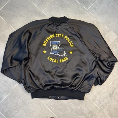 Chaqueta Bomber Auburn Sportswear Vintage Satén Negra EE. UU. 2XL - Bossier City Foto 1 de 4