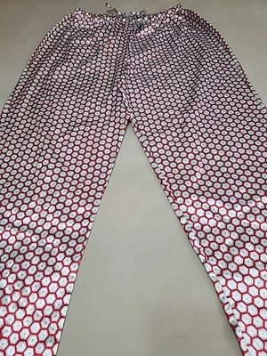 UNBRANDED Women's Elastic Waist With Drawstring PJ Pants; Red/Aqua/Wh: Size L  - Image 1 of 4