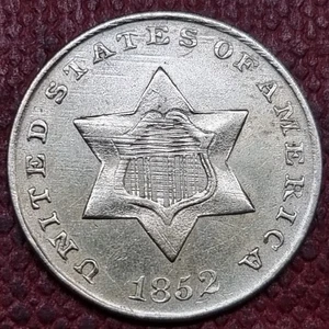 1852 Three Cent Piece 3c Silver Trime Higher Grade AU #96619 - Picture 1 of 2