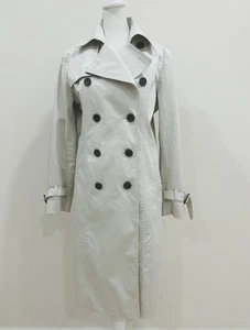 Elle Planete Women’s Trench Coat With Lined White Cream Size 40 (S) No Belt - Picture 1 of 9