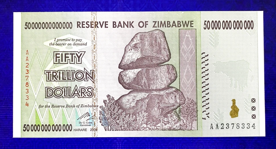 2008 ZIMBABWE - FIFTY TRILLION DOLLARS - UNC - EZSU4 - Image 1 of 2