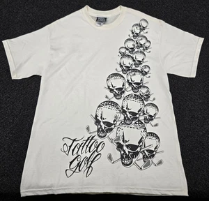 T-shirt golf tatuaggio grande teschi bianchi mazze piloti - Foto 1 di 11