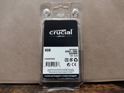 Crucial 8GB DDR4 2666 PC4-21600 SODIMM Laptop Memory RAM (CT8G4SFRA266) NEW - Image 1 of 2