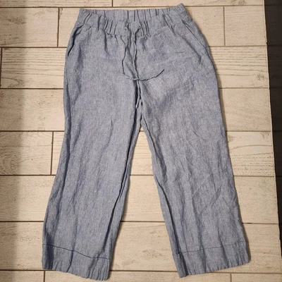 Pantalones de lino para mujer Style & Co pierna ancha hasta el tobillo con cintura elástica talla grande Foto 1 de 4