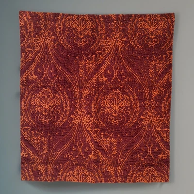 G P & J Baker Fabric Wolsey Garnet Chenille Burgundy Orange Sample 26x29 $186yd - Image 1 of 4