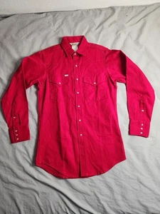 Vintage Carhartt Canvas Pearl Snap Shirt Mens Sz 15.5x34 Crimson Red S01 RED NEW - Picture 1 of 9