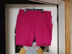 NWT Time And Tru Millennium Mid Rise Pink Bermuda Stretch Shorts Women's XXL 20 - Picture 1 of 2