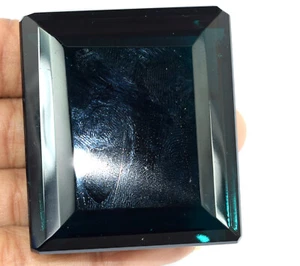 524.20 Ct Lab-Created Blue Apatite Emerald Cut Gemstone AGI Certified F7040 - Picture 1 of 5