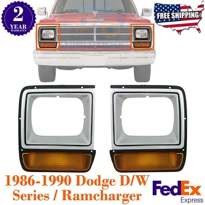 Headlight Bezel Trims Silver For 1986-1990 Dodge D/W Series Ram Charger - Image 1 of 4