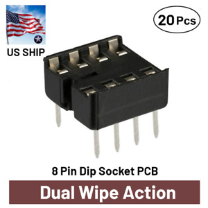 20Pcs 8 Pin DIP IC Socket Adaptor Solder Type PCB-Mount | Dual Wipe | US Ship