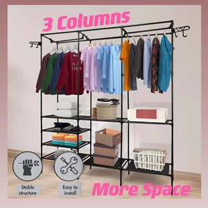 Metal Clothes Organizer Heavy Duty Clothing Garment Rack Closet Storage Shelf US - Picture 1 of 12