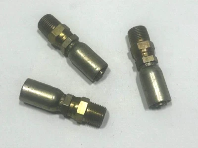 (3) 06U-J08 WEATHERHEAD Brass 3/8" Hose ID x 1/2" Male Pipe Swivel Collo-o-Crimp - Image 1 of 4