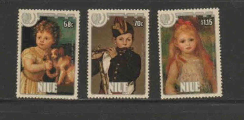NIUE #488-491 1985 年儿童绘画完好 VF NH O.G — 第 1/1 张图片