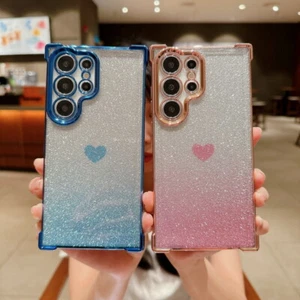 Coque Etui Antichoc Coeur Paillettes Pour Samsung Galaxy S24 Ultra S23 A55 Cover - Photo 1 sur 18