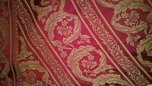 PARK B SMITH Waterfall Valance 52 X 30 Maroon/Wine & Tan Scroll Design EUC Qty 3 - Picture 1 of 2