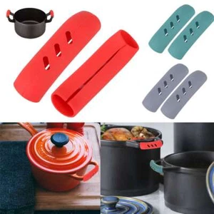 2/4 Pcs Grip Silicone Pot Holder Sleeve Glove Pan Handle Cover Grip Kitchen Tool - Picture 1 of 13