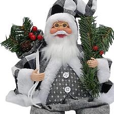 Merry Santa Claus Figure with Decorative Gift Bag and Joyful Presents for