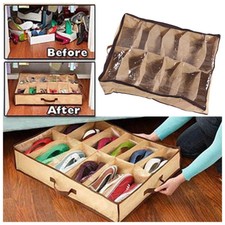 12 Pairs Shoes Storage Under Bed Organizer Holder Container Shoe Closet Box Bags