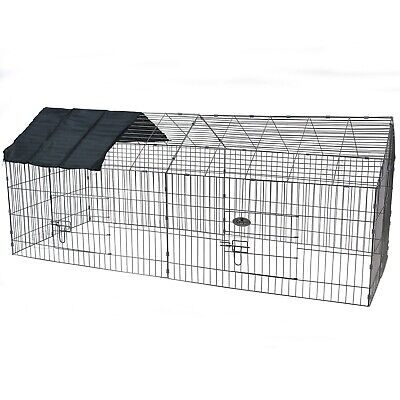 Metal Run Rabbit Guinea Pig Chicken Duck Ferret Dog Cat Pet Enclosure Roof Hutch • 39.99£
