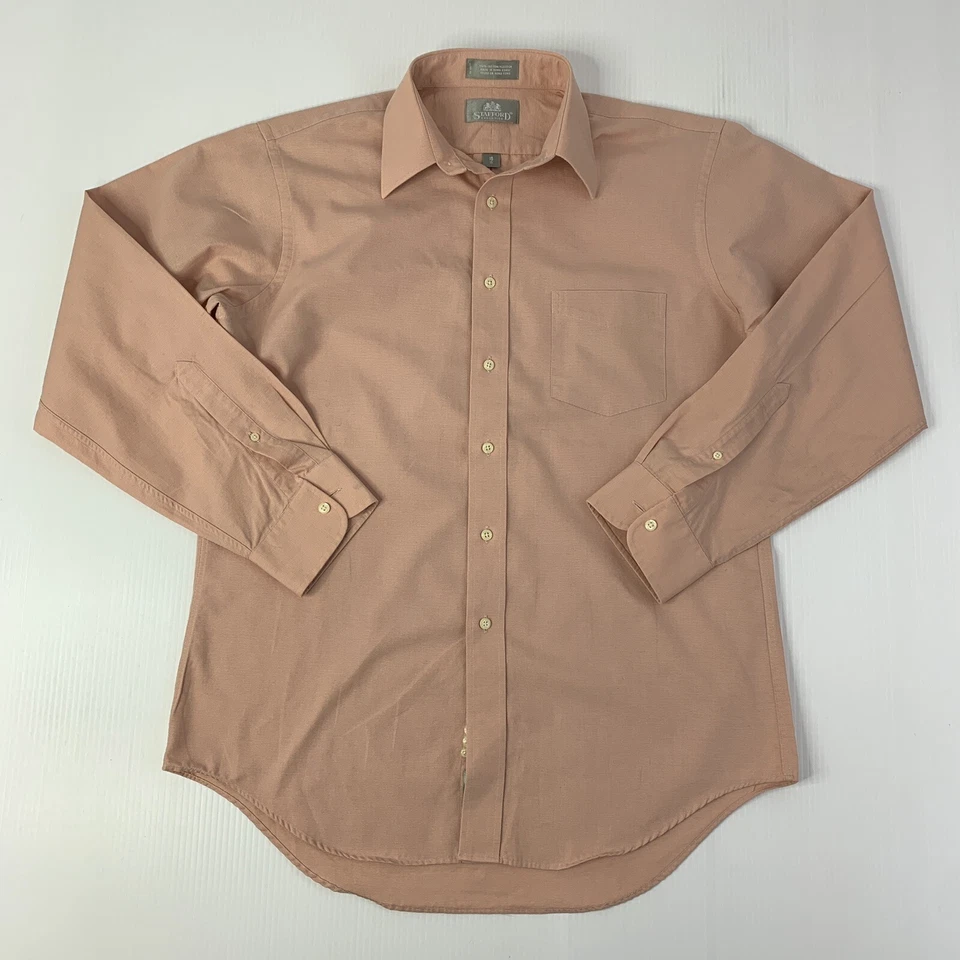 Camisa de vestir Stafford para hombre talla 16-36 melocotón manga larga  Foto 1 de 4