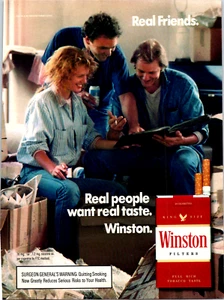 1988 Winston Cigarettes Real People Want Real Taste Vintage Print Ad Full Page - Bild 1 von 1