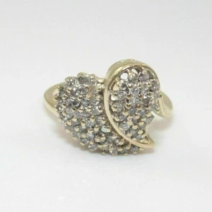 1.35 CT Lab-Created Diamond Heart Cluster Ring Silver 14K Yellow Gold Plated 925 - Picture 1 of 6