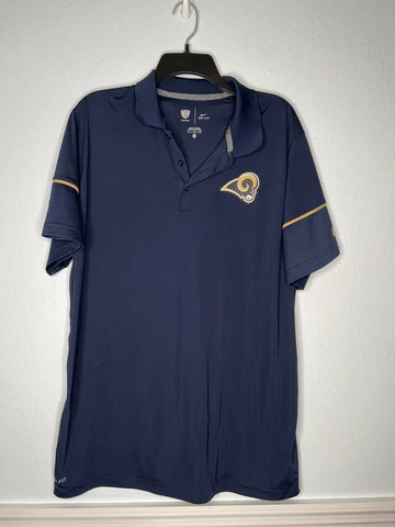 Nike St Louis Rams Golf Polo Shirt Mens XL Football NFL Navy Blue Dri Fit Cover
