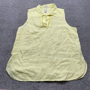 Chicos Shirt 4 Yellow No Iron Freshchic Pure Linen Blouse Sleeveless Ladies - Picture 1 of 8
