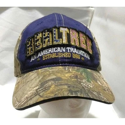 Realtree 棒球帽男式蓝色迷彩户外狩猎刺绣 — 第 1/2 张图片
