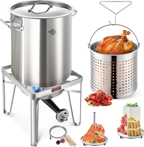 64QT Stainless Steel Pot with 200,000 BTU Propane Burner - Seafood Boil Pot - Picture 1 of 8