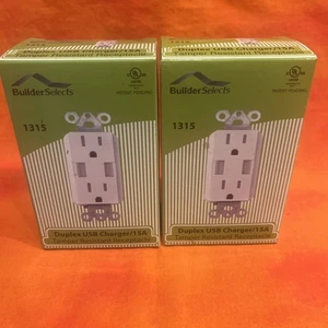 PACK de 2 Builder Selects Combinación Receptáculo Dúplex y Cargador USB, 15A, Blanco - Imagen 1 de 4