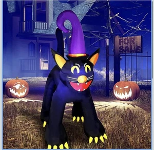 MorTime Inflatable Black Cat Halloween LED Yard Decoration - Picture 1 of 9
