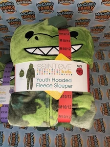 One Piece Pajama Kids Dinosaur Saint Eve Fleece Hooded Sleeper Size 10-12 Years - Picture 1 of 1