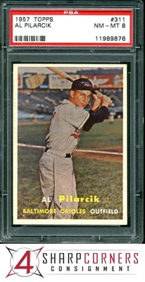 1957 TOPPS #311 AL PILARCIK RC ORIOLES PSA 8 - Image 1 of 3