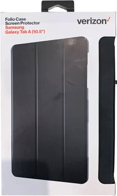 Paquete de funda tipo folio y vidrio templado Verizon para Galaxy Tab A (10,5 pulgadas) - negro Foto 1 de 2