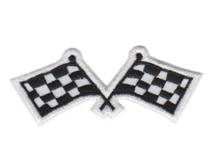 3" Checkered Racing Flags Biker Formula Nascar Embroidered Iron on Patch - Picture 1 of 1
