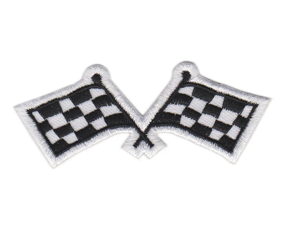 3" Checkered Racing Flags Biker Formula Nascar Embroidered Iron on Patch - Image 1 of 1