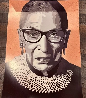Ruth Bader Ginsburg (RBG) Impresión Abstracta Realismo Adam Johnson Firmado 12x16 Foto 1 de 4