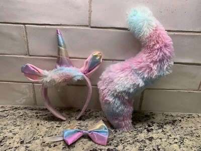 Conjunto de Disfraz de Unicornio Diadema Cola Arco Iris Juegos con disfraces Halloween Teatro Foto 1 de 4